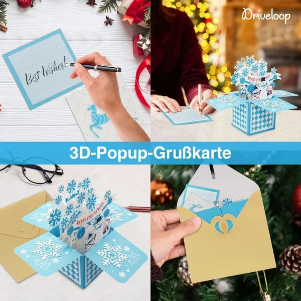 Christmas card, 3D pop-up greeting card with natural envelope