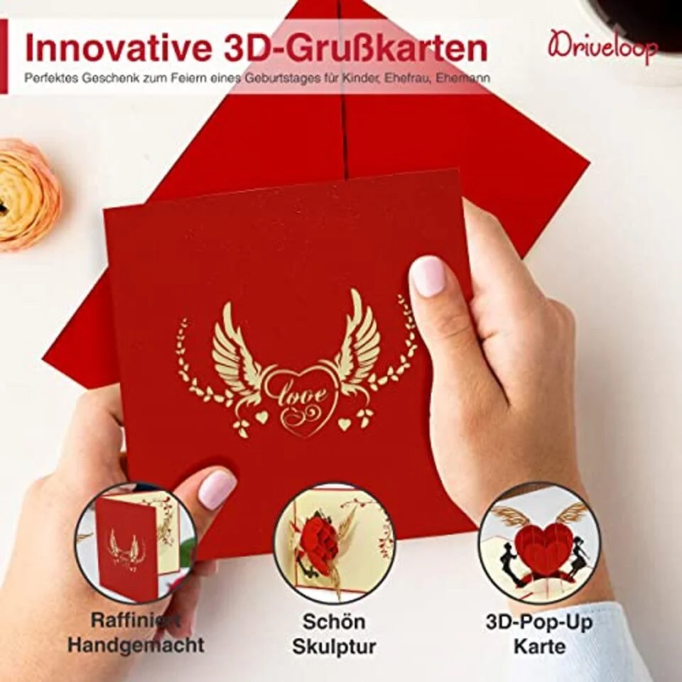 3D-Pop-up-Grußkarte rotes Herz