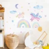 Wandtattoo Einhorn & Regenbogen mit Wolken, Mond & Sternen