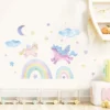 Wandtattoo Einhorn & Regenbogen mit Wolken, Mond & Sternen