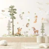 Wandtattoo Wandaufkleber Kaninchen Fuchs Hirsch Baum für Kinderzimmer
