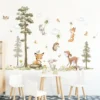 Wandtattoo Wandaufkleber Kaninchen Fuchs Hirsch Baum für Kinderzimmer