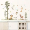 Wandtattoo Wandaufkleber Kaninchen Fuchs Hirsch Baum für Kinderzimmer