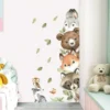 Wandsticker Bär, Fuchs & Hase mit Blättern – Hochformat
