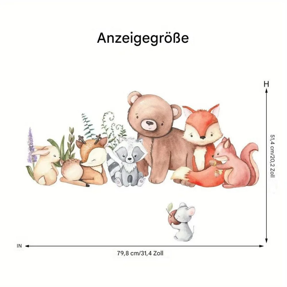 Wandsticker Süße Tier Wandsticker – Bären, Fuchs, Hase & Maus