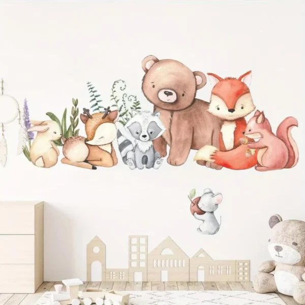 Wandsticker Süße Tier Wandsticker – Bären, Fuchs, Hase & Maus