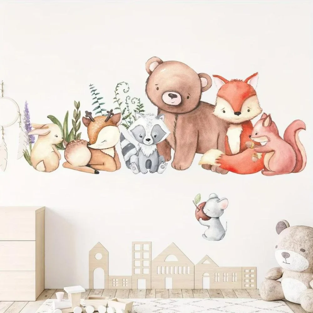 Wandsticker Süße Tier Wandsticker – Bären, Fuchs, Hase & Maus