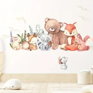 Wandsticker Süße Tier Wandsticker – Bären, Fuchs, Hase & Maus
