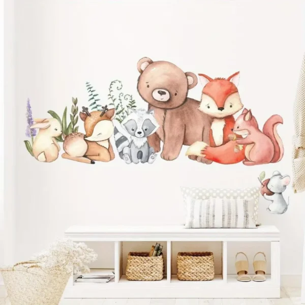 Wandsticker Süße Tier Wandsticker – Bären, Fuchs, Hase & Maus