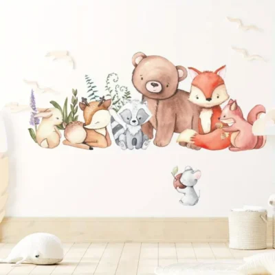 Wandsticker Süße Tier Wandsticker – Bären, Fuchs, Hase & Maus