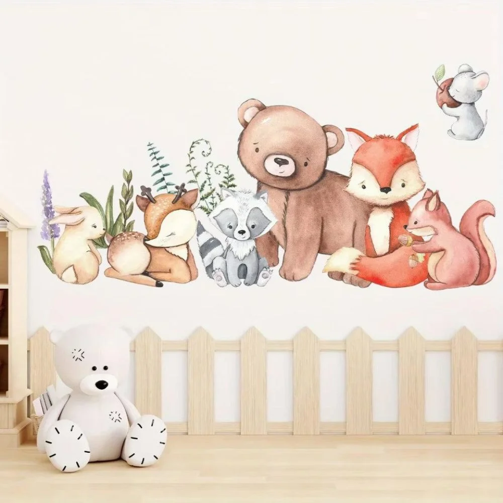 Wandsticker Süße Tier Wandsticker – Bären, Fuchs, Hase & Maus