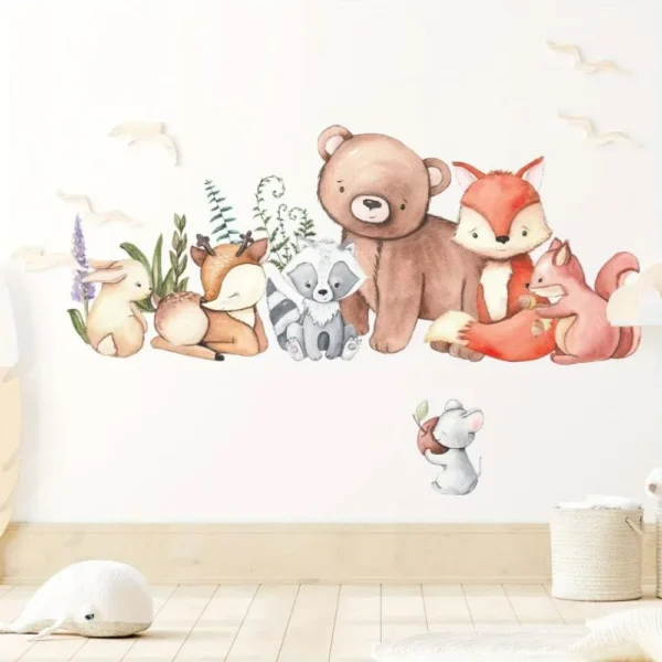 Wandsticker Süße Tier Wandsticker – Bären, Fuchs, Hase & Maus
