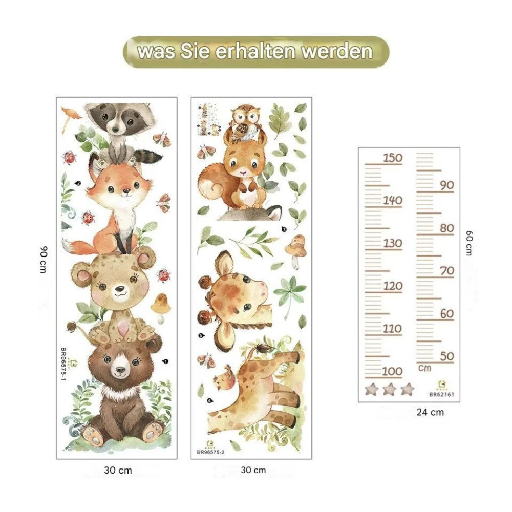 Height Chart Wall Stickers Animals