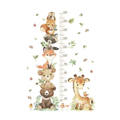 Wandtattoo Lustige Tier-Höhenmesser Wandsticker für Kinderzimmer, 1 Set