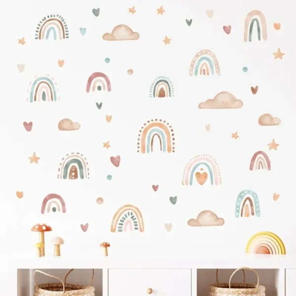 Wandsticker Regenbogen, Herzen, Sterne & Wolken