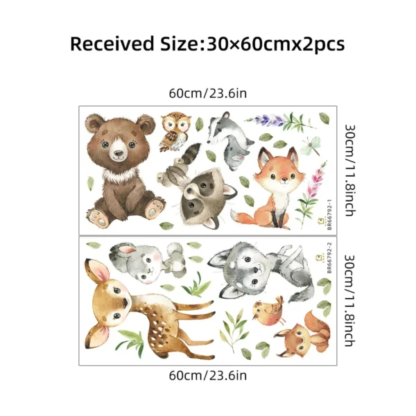 Brown Bear, Deer & Rabbit Wall Stickers (without Tree)