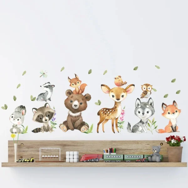 Brown Bear, Deer & Rabbit Wall Stickers (without Tree)