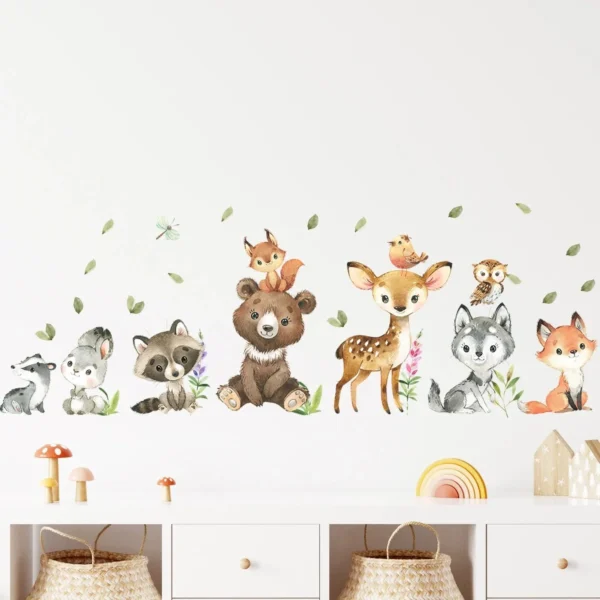 Brown Bear, Deer & Rabbit Wall Stickers (without Tree)