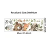 Wandsticker Bär, Fuchs & Hase mit Blättern – Hochformat