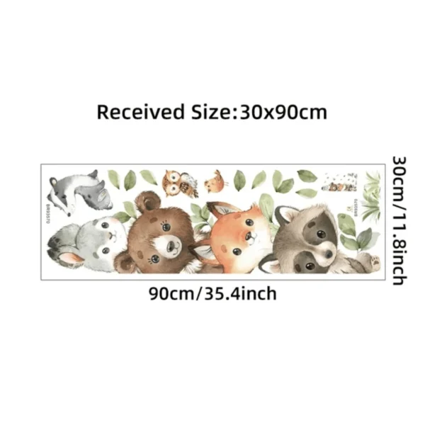 Wandsticker Bär, Fuchs & Hase mit Blättern – Hochformat