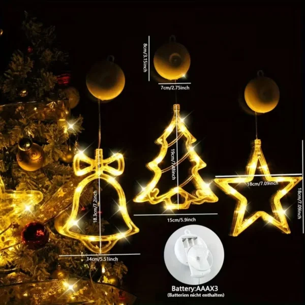 Weihnachtsdeko mit Saugnapf: Glocke, Stern & Baum