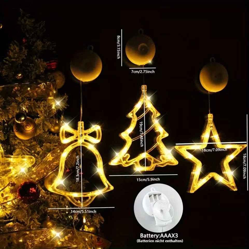 Weihnachtsdeko mit Saugnapf: Glocke, Stern & Baum