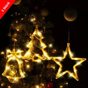 Weihnachtsdeko mit Saugnapf: Glocke, Stern & Baum
