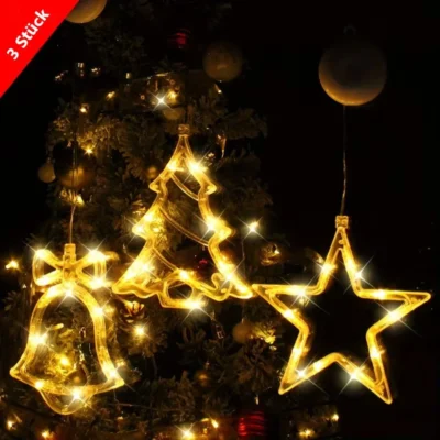 Weihnachtsdeko mit Saugnapf: Glocke, Stern & Baum