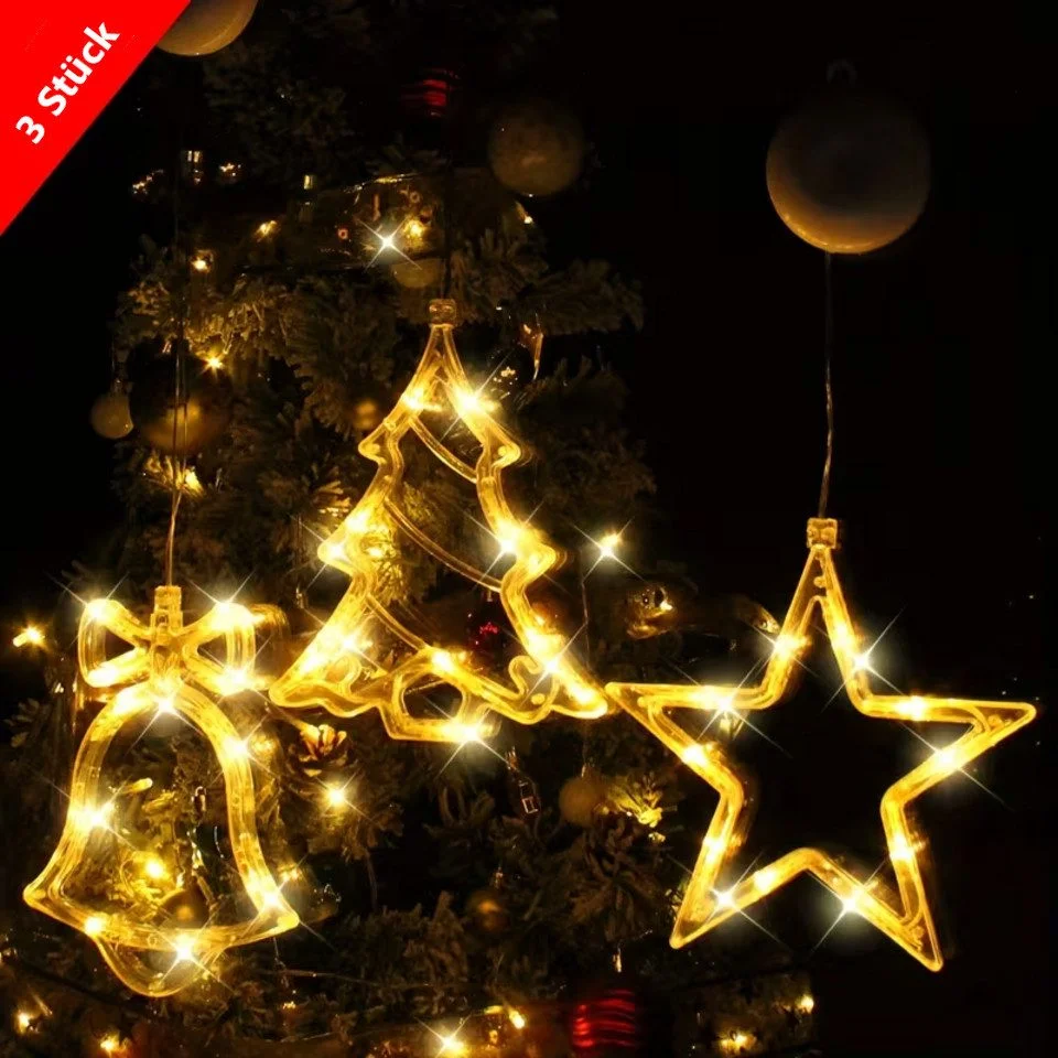 Weihnachtsdeko mit Saugnapf: Glocke, Stern & Baum