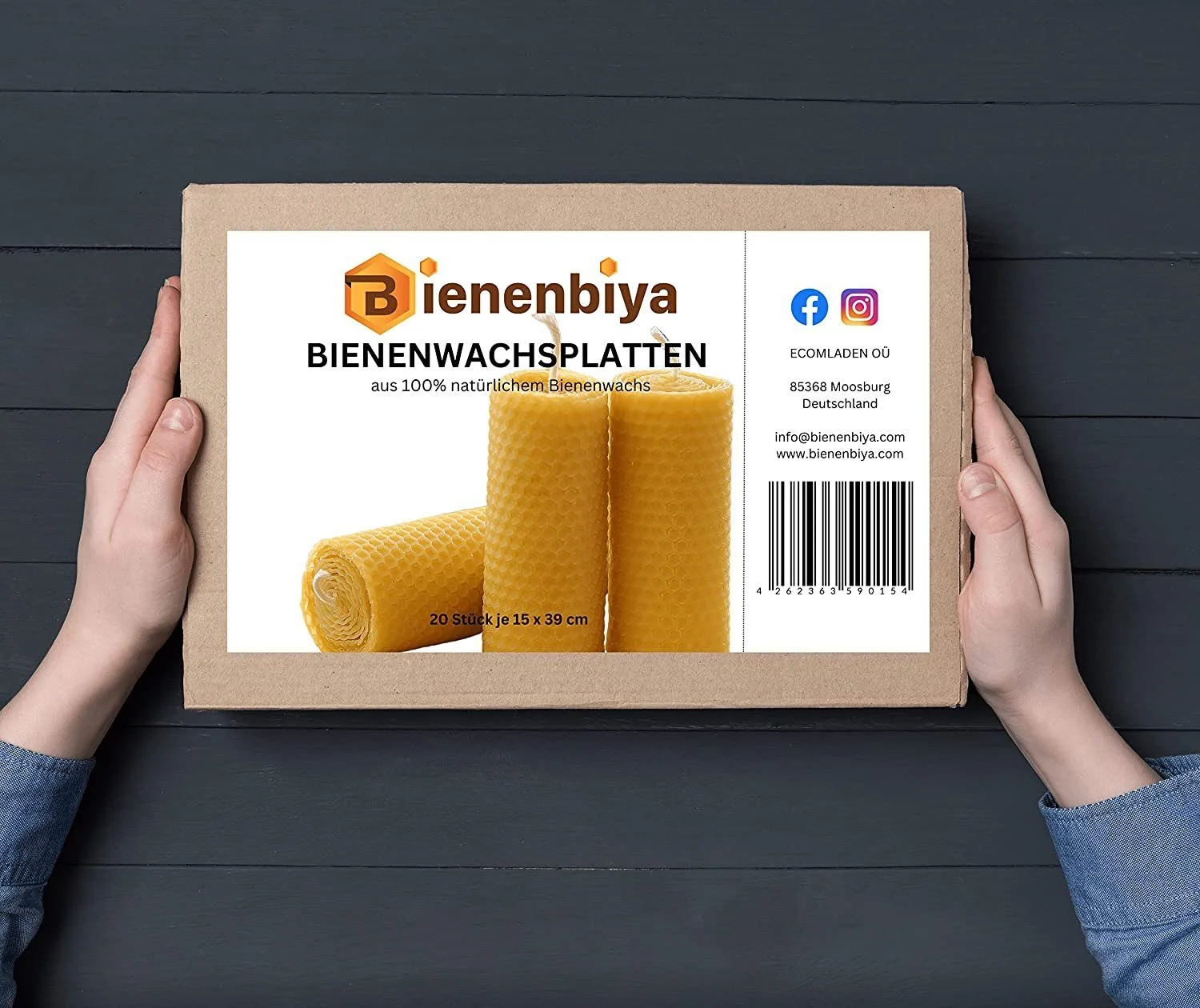 Bienenwachskerze Reine Bienenwachsplatten (18 STK. - 19,5x39,5cm) mit 20 Kerzendochte