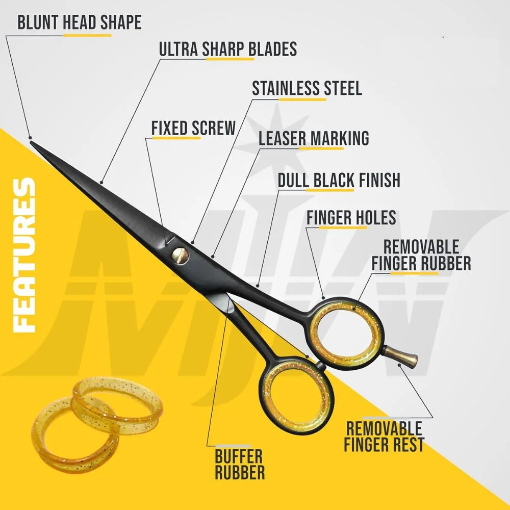 Hair Scissors, Black & Gold