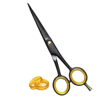 Hair Scissors, Black & Gold
