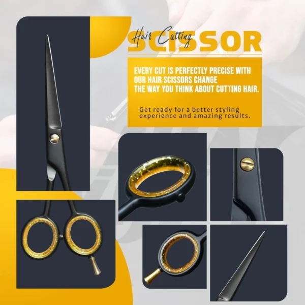 Hair Scissors, Black & Gold