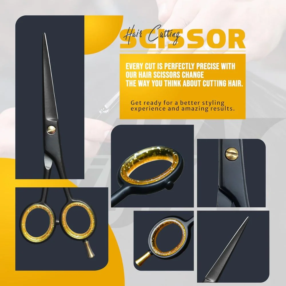 Hair Scissors, Black & Gold