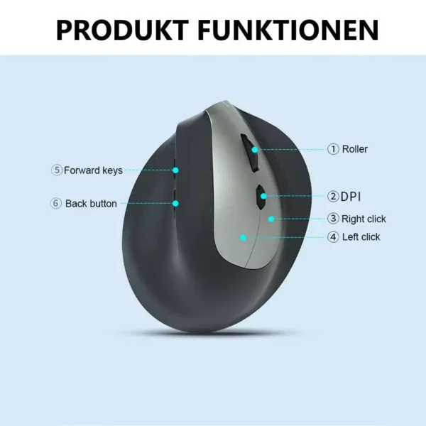 Vertikale Bluetooth-Maus Schwarz