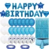 Blaue Geburtstagsdeko Set für Jungen mit Happy Birthday Girlande uvm.