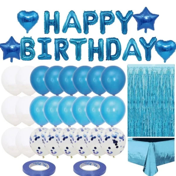 Blaue Geburtstagsdeko Set für Jungen mit Happy Birthday Girlande uvm.