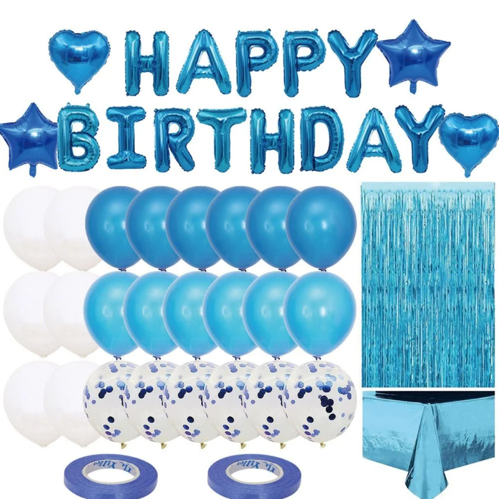 Blaue Geburtstagsdeko Set für Jungen mit Happy Birthday Girlande uvm.