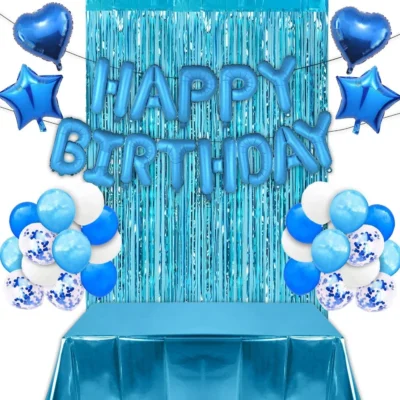 Blaue Geburtstagsdeko Set für Jungen mit Happy Birthday Girlande uvm.