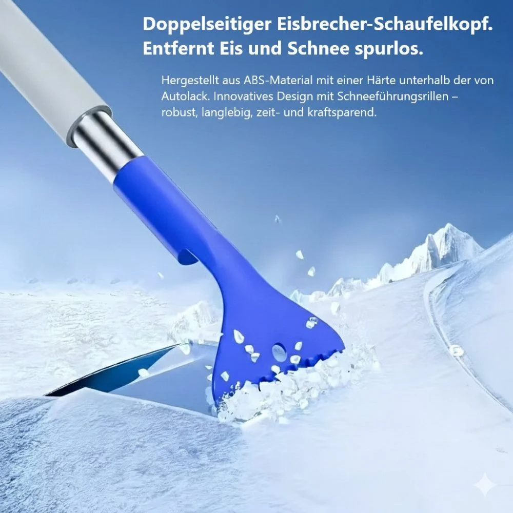 2-in-1 Snow Shovel & Ice Scraper with Brush, Blue, 62 cm