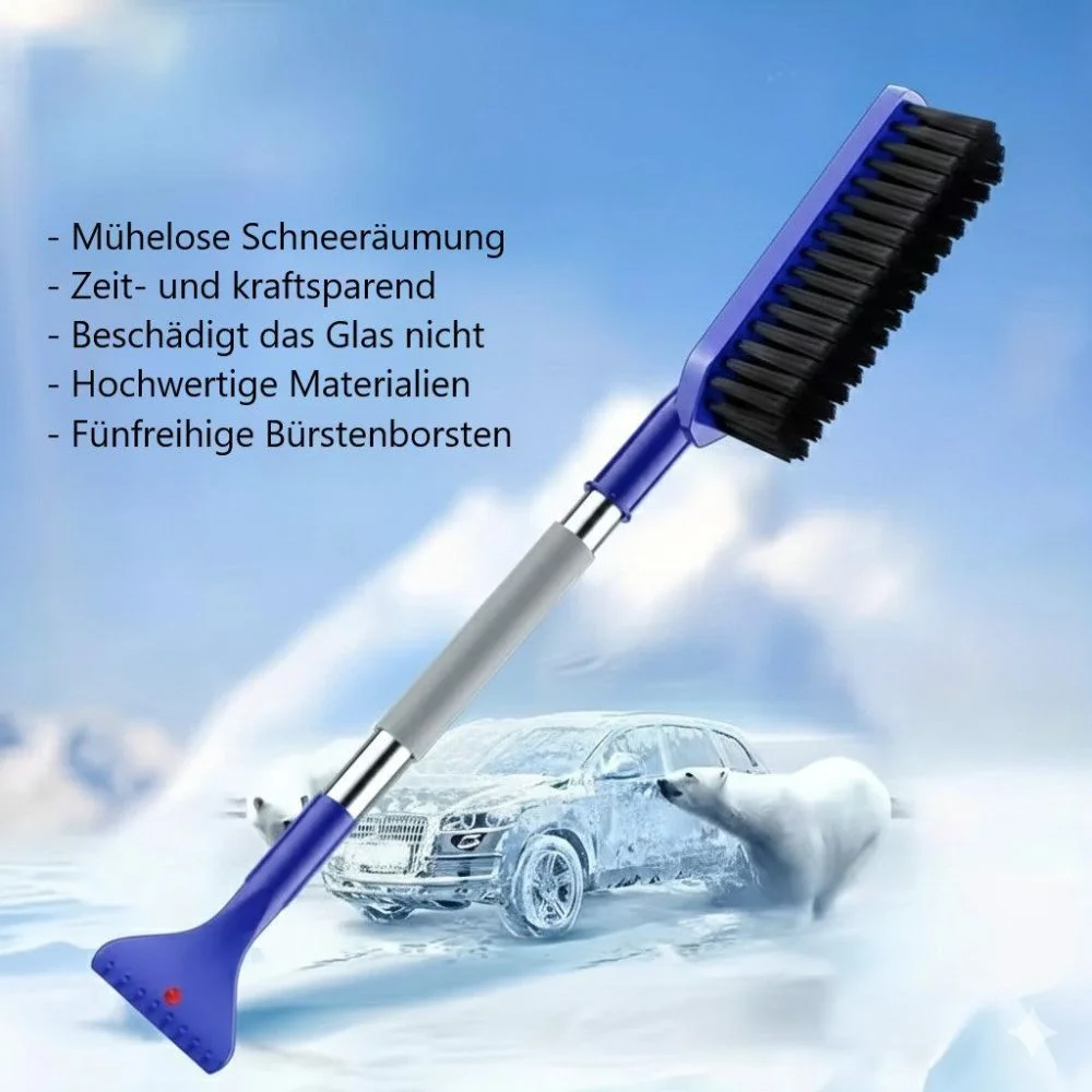 2-in-1 Snow Shovel & Ice Scraper with Brush, Blue, 62 cm