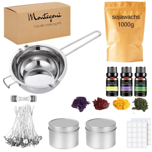 Scented Candle Making Kit – Complete DIY Set Incl. Soy Wax and Melting Pot