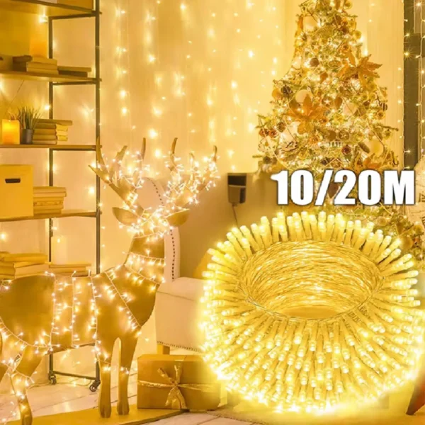 LED-Lichterkette 10 m mit 100 LEDs, warmweiß, wasserdicht