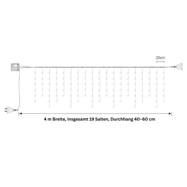 LED-Eiszapfen-Lichterkette 5 m, warmweiß, 8 Modi