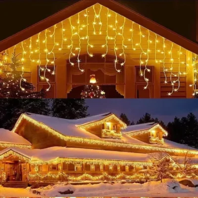 LED-Eiszapfen-Lichterkette 5 m, warmweiß, 8 Modi