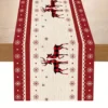 Montegoni Christmas Table Runner with Reindeer Motif – Polyester, Washable