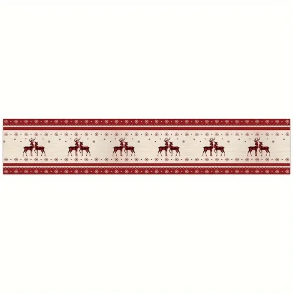 Montegoni Christmas Table Runner with Reindeer Motif – Polyester, Washable