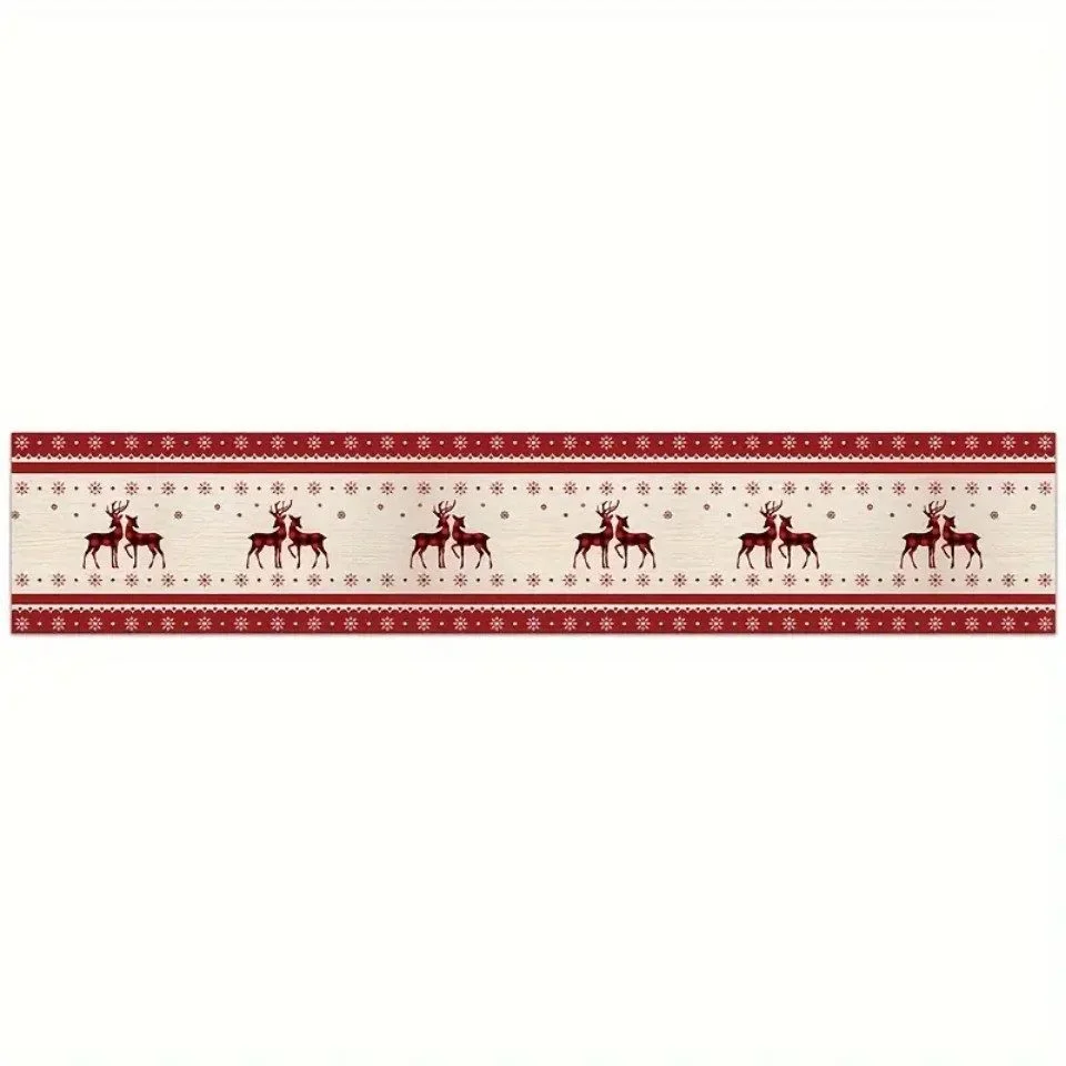 Montegoni Christmas Table Runner with Reindeer Motif – Polyester, Washable