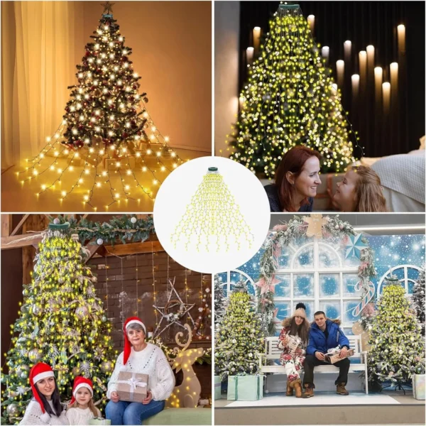 Weihnachtsbaum-Lichterkette Wasserfall, 9 Stränge, warmweiß, 2 m