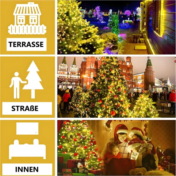 Weihnachtsbaum-Lichterkette Wasserfall, 9 Stränge, warmweiß, 2 m